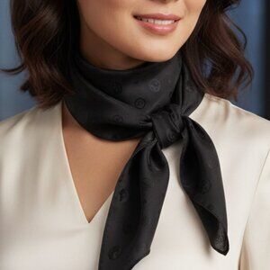 Dynasty Black Silk Jacquard Square Scarf